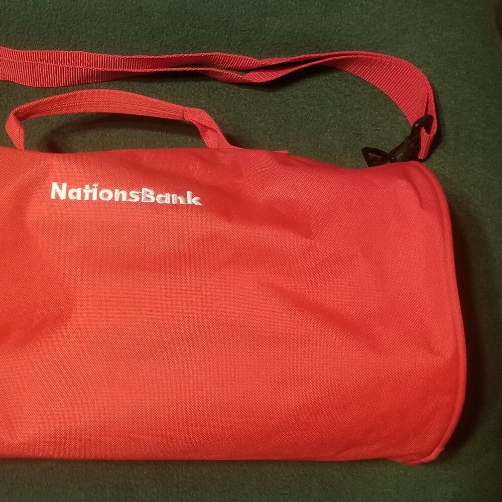 small red duffel bag, some small stains - Picture 3 of 8